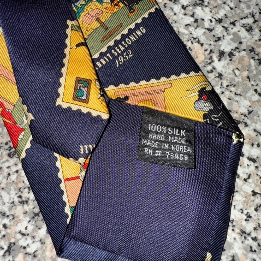 Warner Bros.‎ Cartoon Tie - Navy with Multicolor Prints - Picture 3 of 5